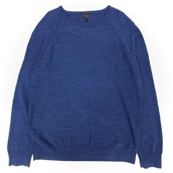 J CREW Slim Fit Rugged Cotton Pullover Crew Sweater Mens XL Heathered Navy Blue - Picture 1 of 6